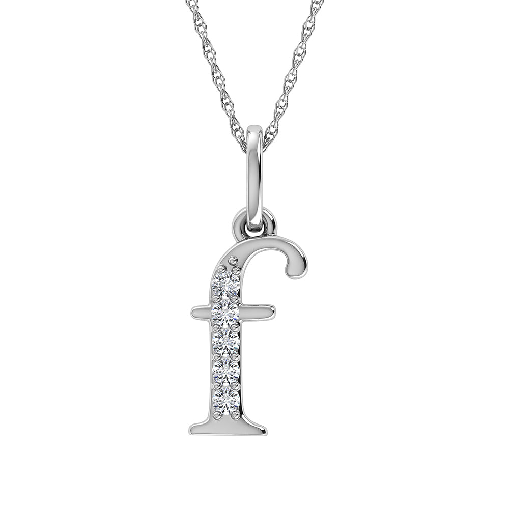 Diamond 1/20 Ct.Tw. Letter F Pendant in 10K White Gold - thediamondsq