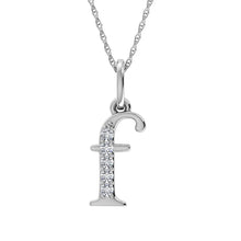 Diamond 1/20 Ct.Tw. Letter F Pendant in 10K White Gold - thediamondsq