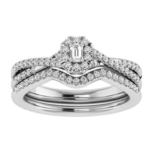 Emerald and Round Diamond 1/2 Ct.Tw. Bridal Ring in 10K White Gold