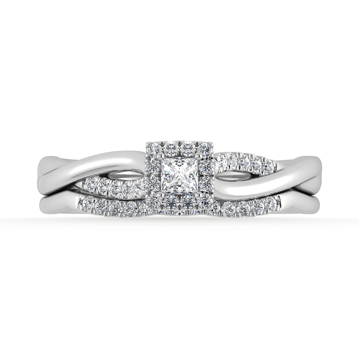 10K White Gold Diamond 1/4 Ct.Tw. Princess Shape Bridal Ring
