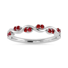 Diamond 1/6 Ct.Tw. And Ruby Wedding Band in 14K White Gold
