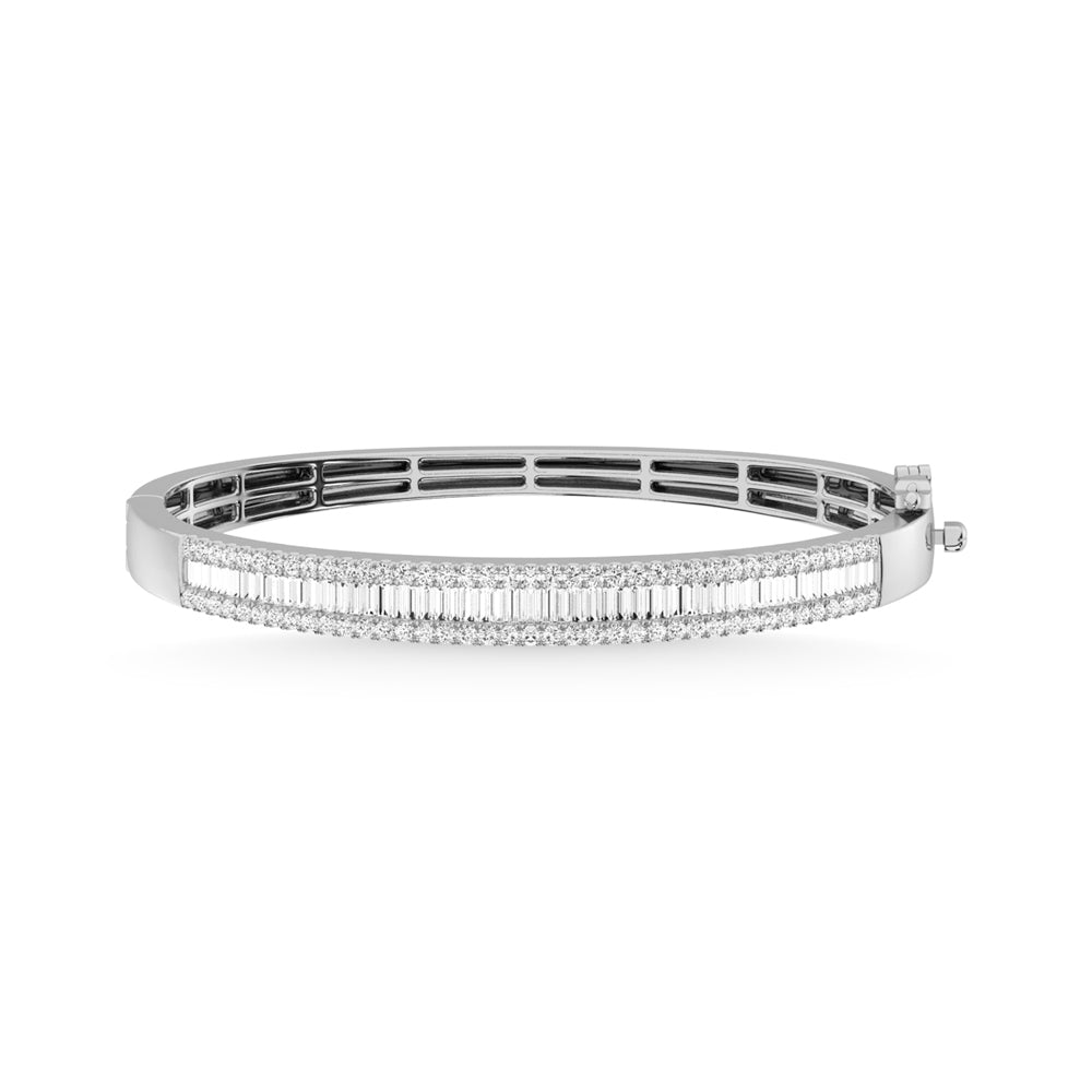 14K White Gold Diamond 3 Ct.Tw. Fashion Bangle - thediamondsq