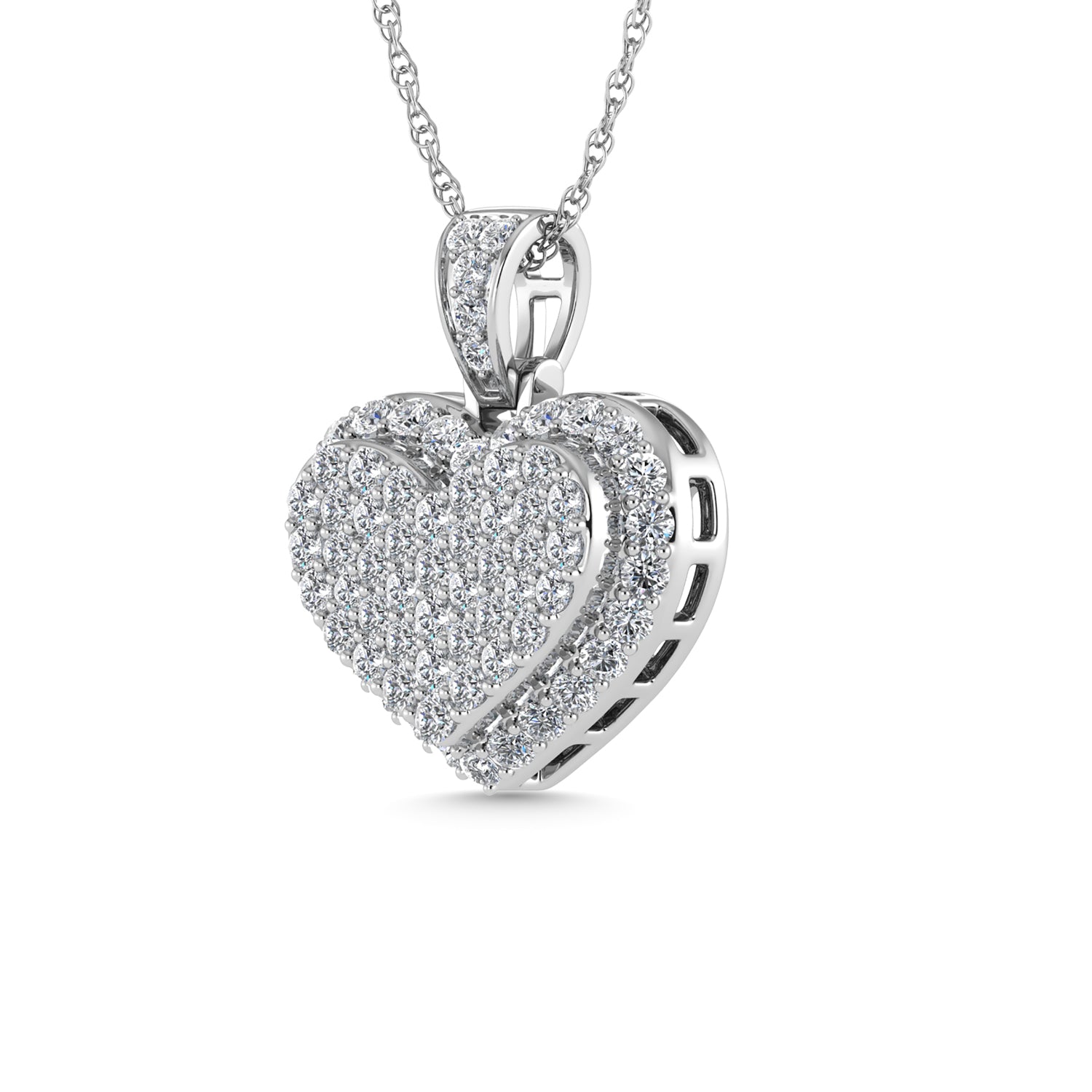 Diamond 3 Ct.Tw. Cluster Heart Pendant in 10K White Gold