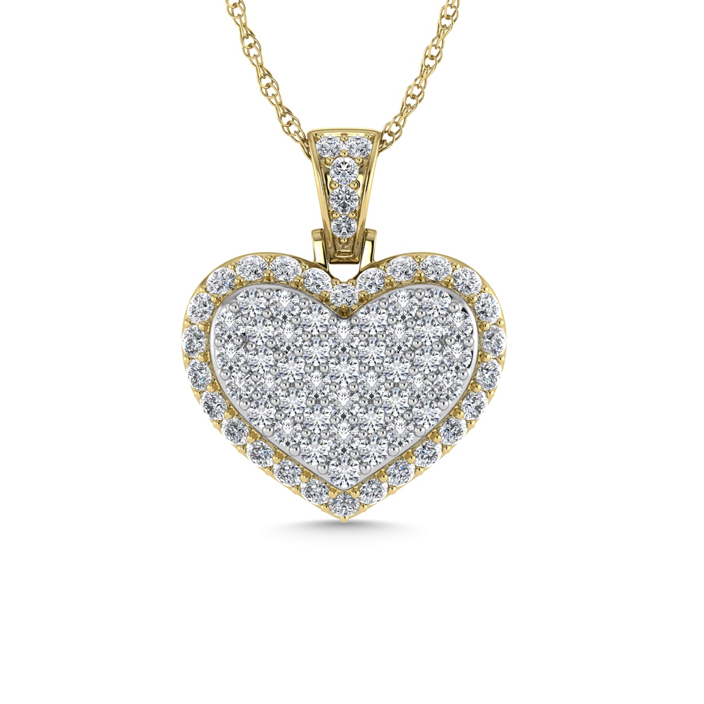Diamond 3 Ct.Tw. Cluster Heart Pendant in 10K Yellow Gold