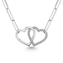 Diamond 1/20 Ct.Tw. Double Heart Pendant in 925 Silver