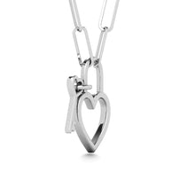 Diamond 1/20 Ct.Tw. Lock and Key Pendant in 925 Silver