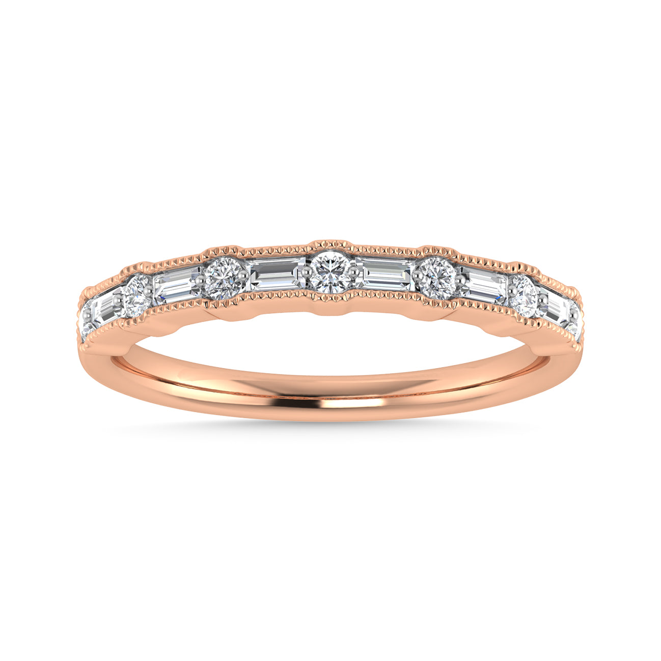 Diamond 1/4 Ct.Tw. Ladies Wedding Band in 14K Rose Gold