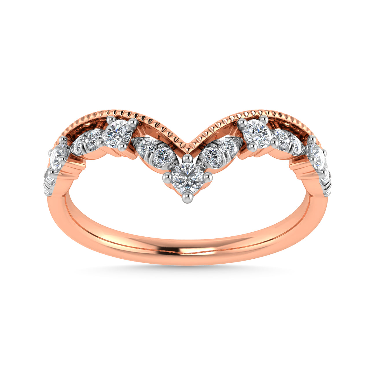 Diamond 1/5 Ct.Tw. Chevron Band in 10K Rose Gold