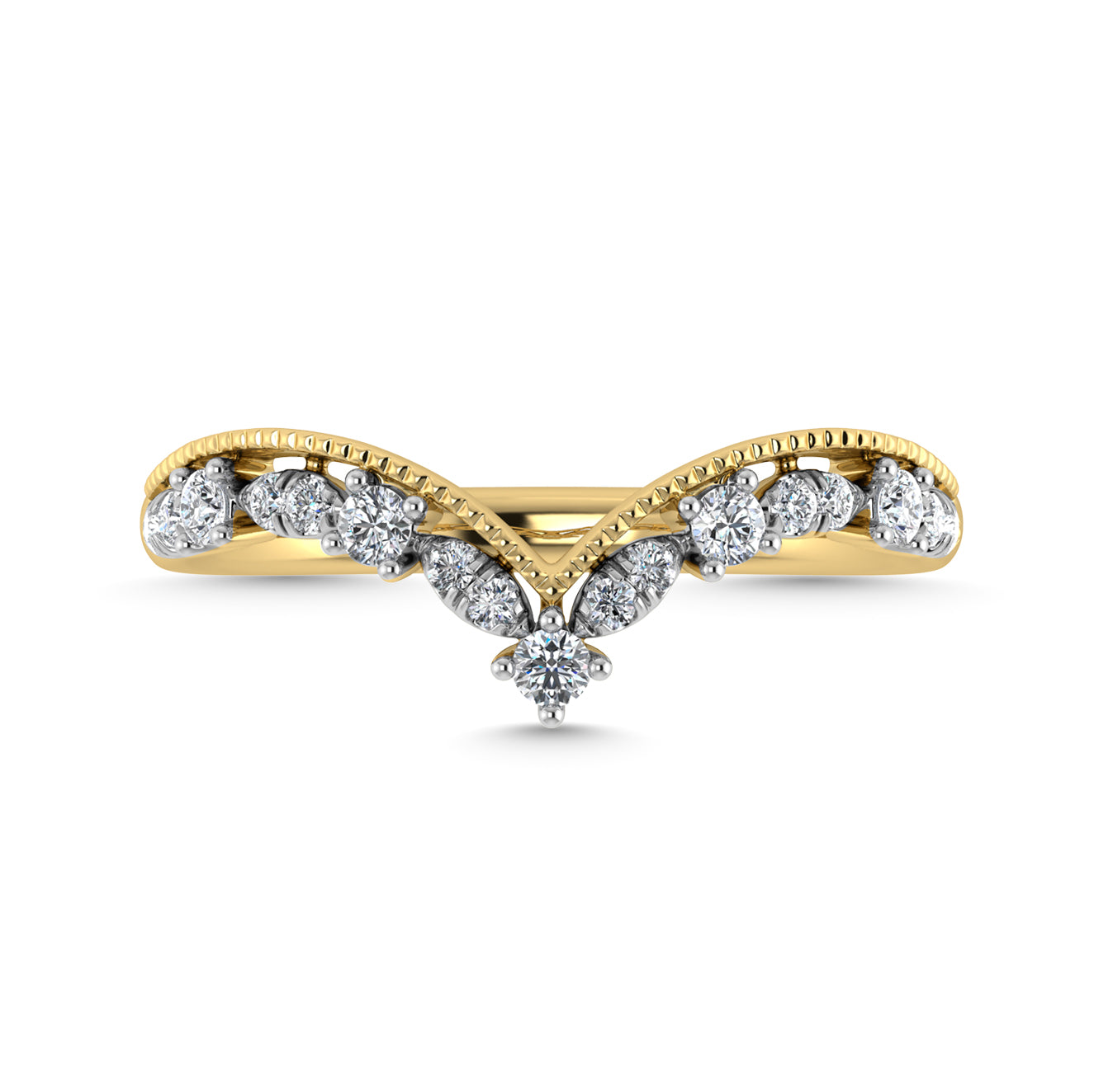 Diamond 1/5 Ct.Tw. Chevron Band in 10K Yellow Gold