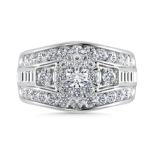 Diamond 2 Ct.Tw. Round and Flat Straight Baguette Engagement Ring in 14K White Gold