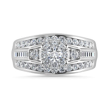 Diamond 1 Ct.Tw. Round and Flat Straight Baguette Engagement Ring in 14K White Gold