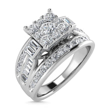 Diamond 1 Ct.Tw. Round and Tapper head Ring in 10K White Gold