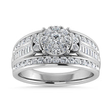 Diamond 1 Ct.Tw. Round and Tapper head Ring in 10K White Gold