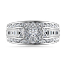 Diamond 1 Ct.Tw. Round and Tapper head Ring in 10K White Gold