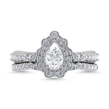 10K White Gold Diamond 1 Ct.Tw. Pear Shape Bridal Ring