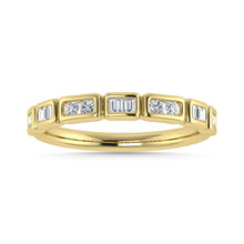 Diamond 1/5 Ct.Tw. Round and Straight Baguette Stack Band in 14K Yellow Gold