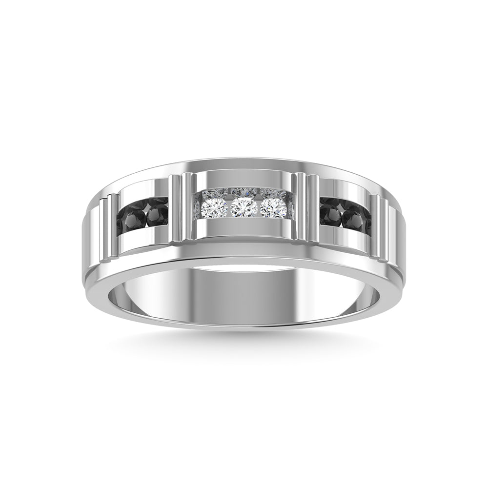 10K White Gold Diamond 1/4 Ct.Tw. Mens Band