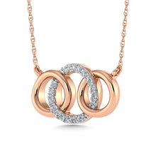 10K Rose Gold Diamond 1/10 Ct.Tw. Interlinked Circle Fashion Necklace