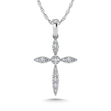 14K White Gold Diamond 1/8 Ct.Tw. Cross Pendant