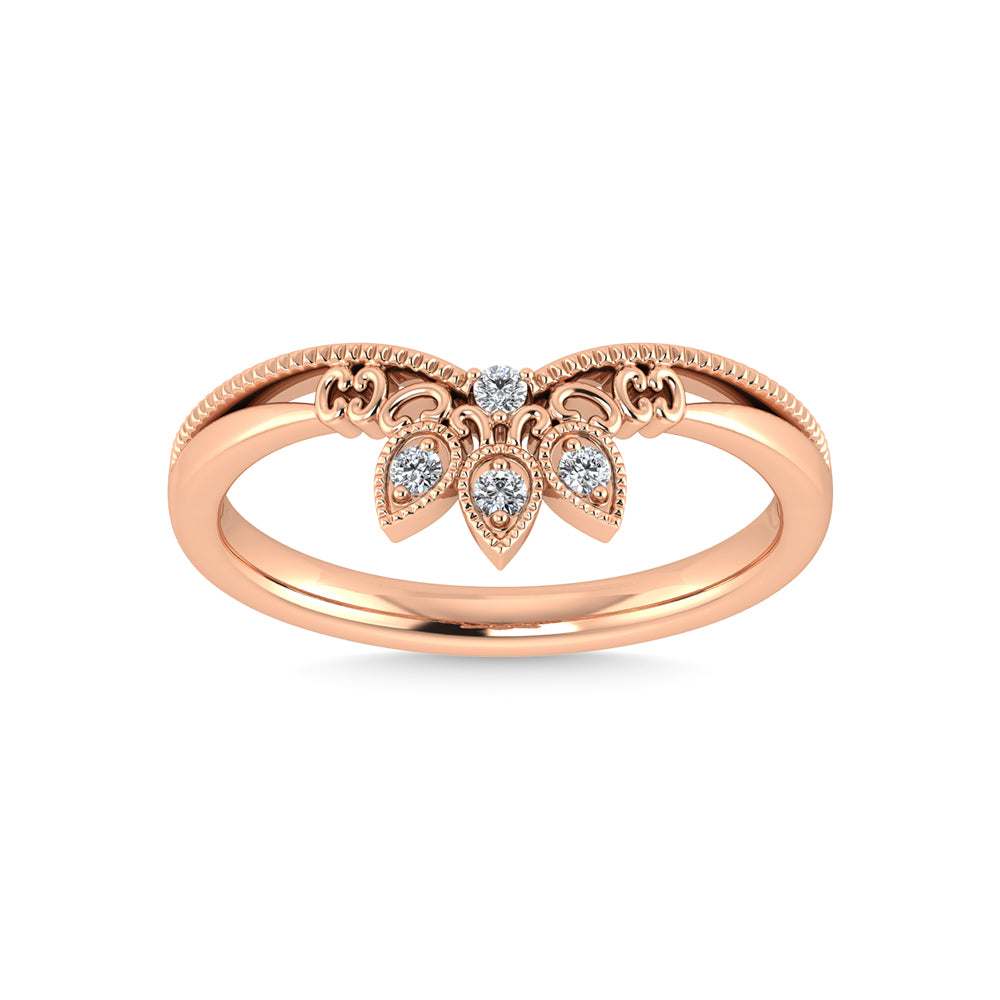 14K Rose Gold Diamond 1/20 Ct.Tw. Chevron Band