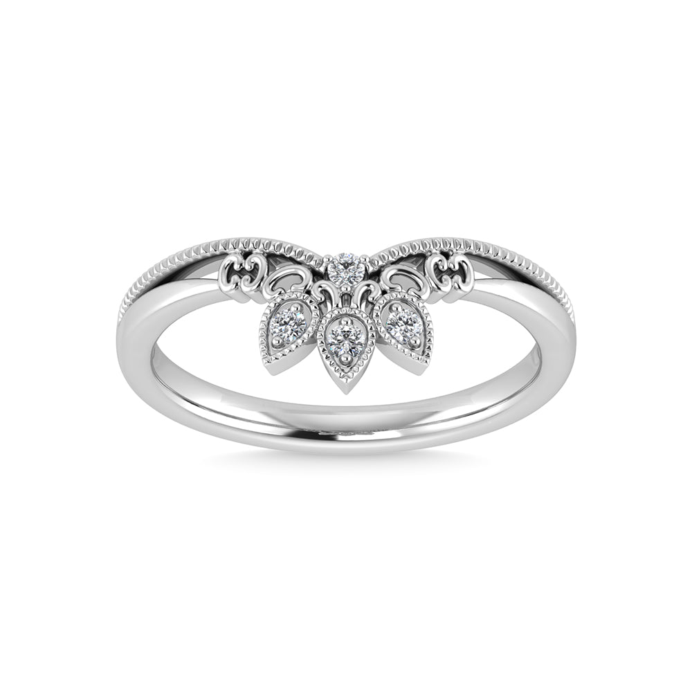 14K White Gold Diamond 1/20 Ct.Tw. Chevron Band