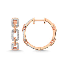 10K Rose Gold Diamond 3/8 Ct.Tw. Hoop Earrings