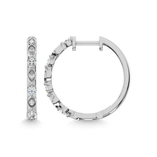 14K White Gold Diamond 3/8 Ct.Tw. Hoop Earrings