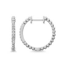 10K White Gold Diamond 1/6 Ct.Tw. Hoop Earrings