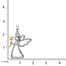 Diamond Accent Fairy Pendant in Sterling Silver and 10K Yellow Gold - thediamondsq
