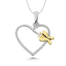 Diamond Accent Heart Pendant in Sterling Silver and 10K Yellow Gold - thediamondsq