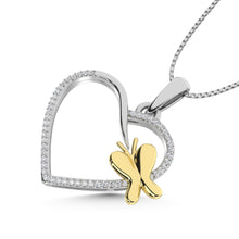 Diamond Accent Heart Pendant in Sterling Silver and 10K Yellow Gold - thediamondsq