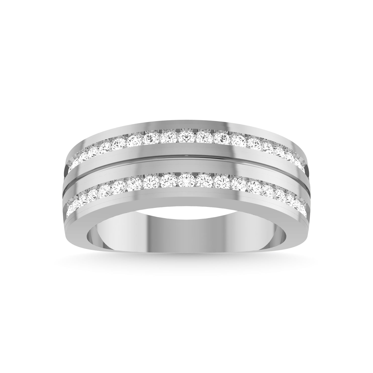 10K White Gold Diamond 1/2 Ct.Tw. Mens Wedding Band