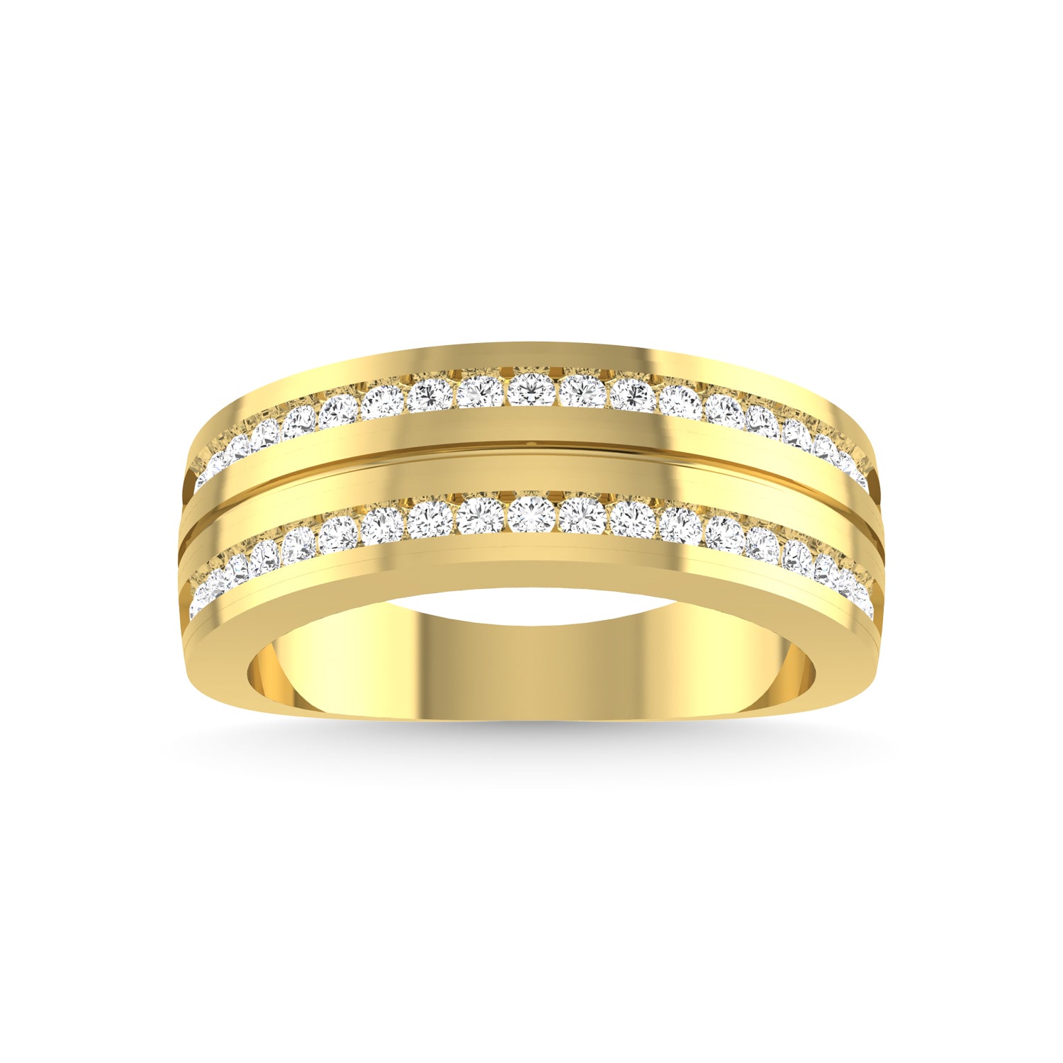 10K Yellow Gold Diamond 1/2 Ct.Tw. Mens Wedding Band