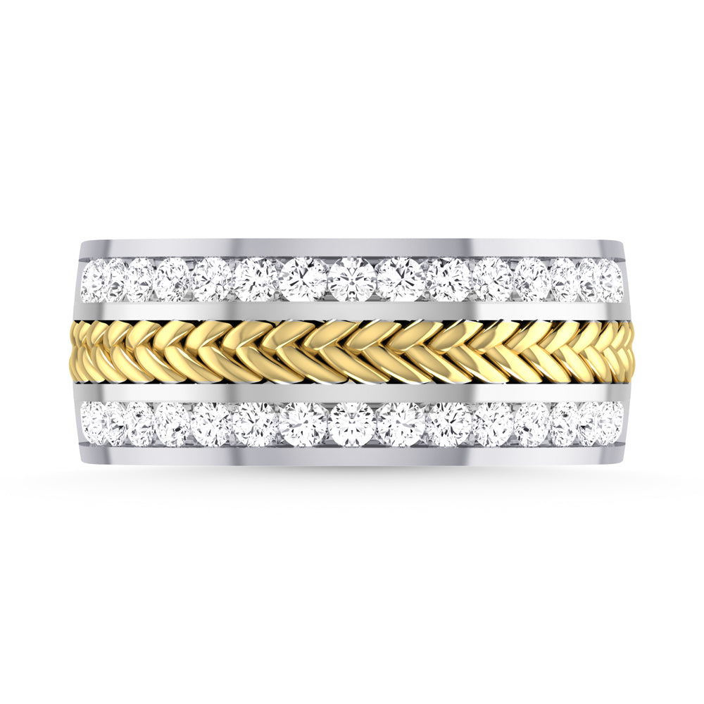 10K Two Tone Diamond 1 Ct.Tw. Mens Wedding Band