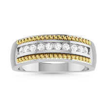 10K Two Tone Diamond 1/3 Ct.Tw. Mens Wedding Band