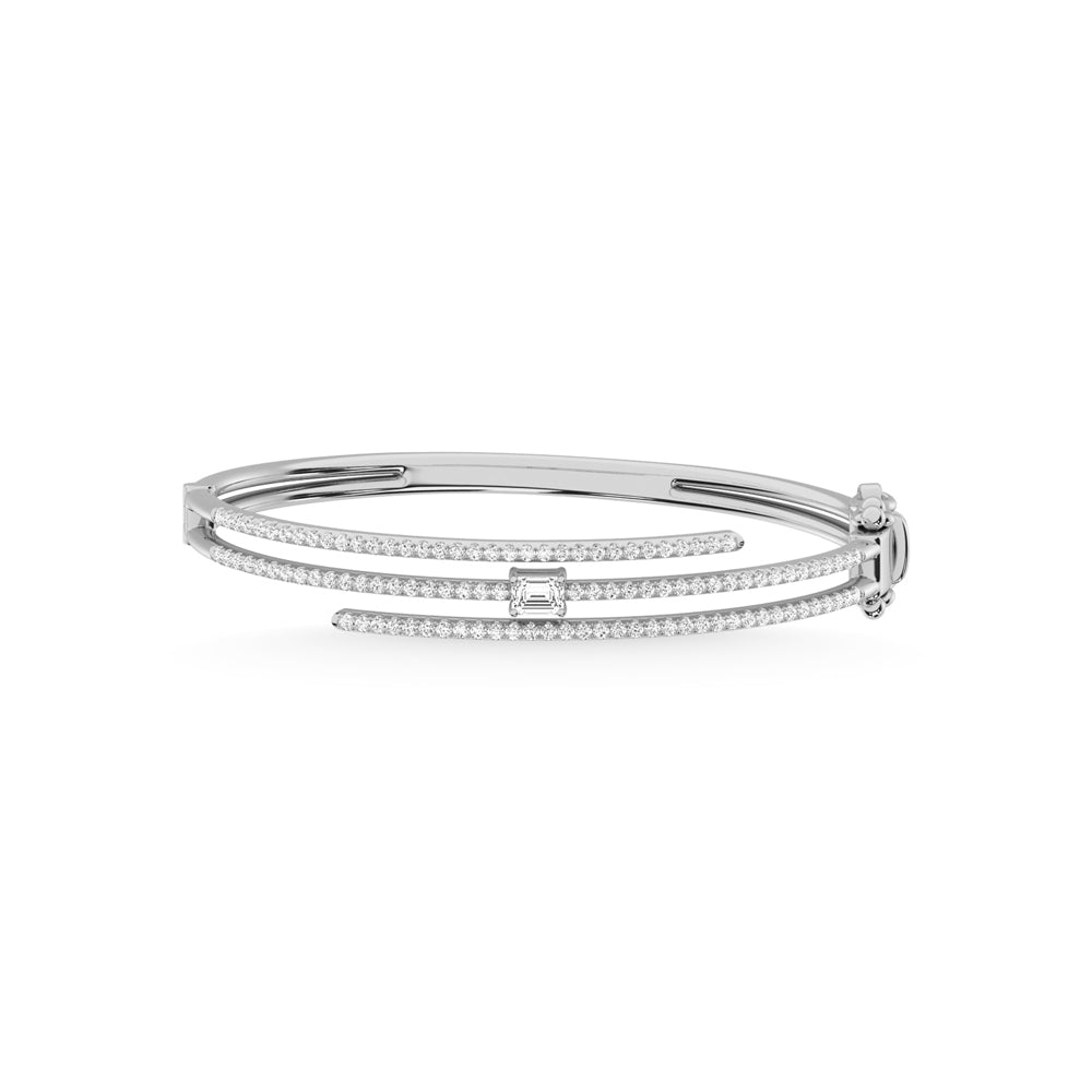 14K White Gold Diamond 1 1/2 Ct.Tw. Fashion Bangle - thediamondsq