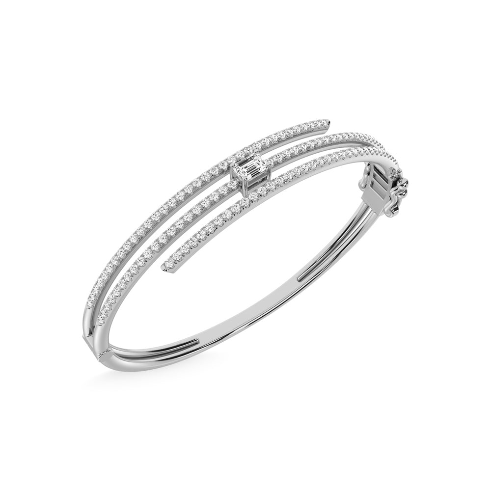 14K White Gold Diamond 1 1/2 Ct.Tw. Fashion Bangle - thediamondsq