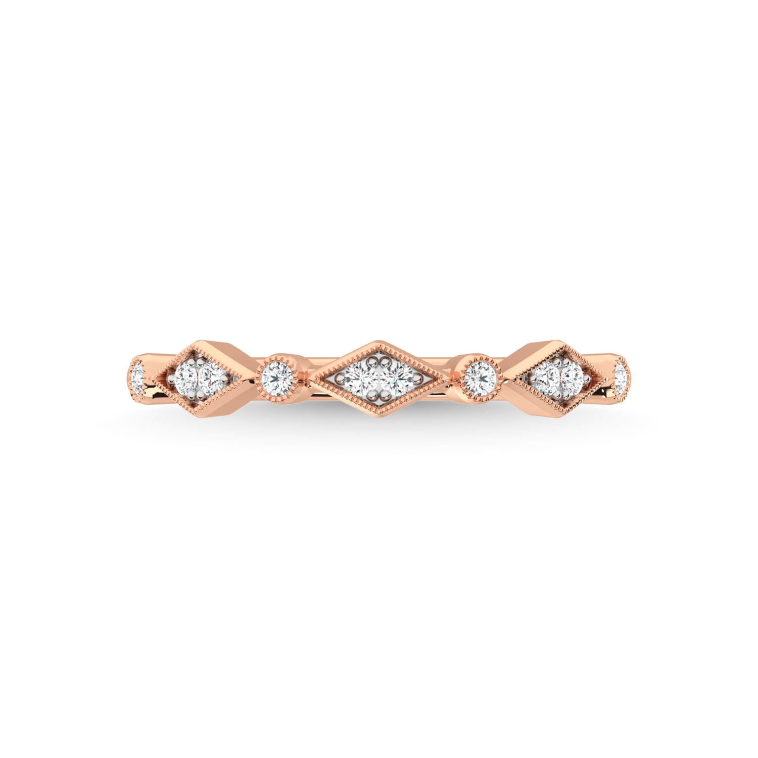 14K Rose Gold Diamond 1/8 Ct.Tw. Stackable Band