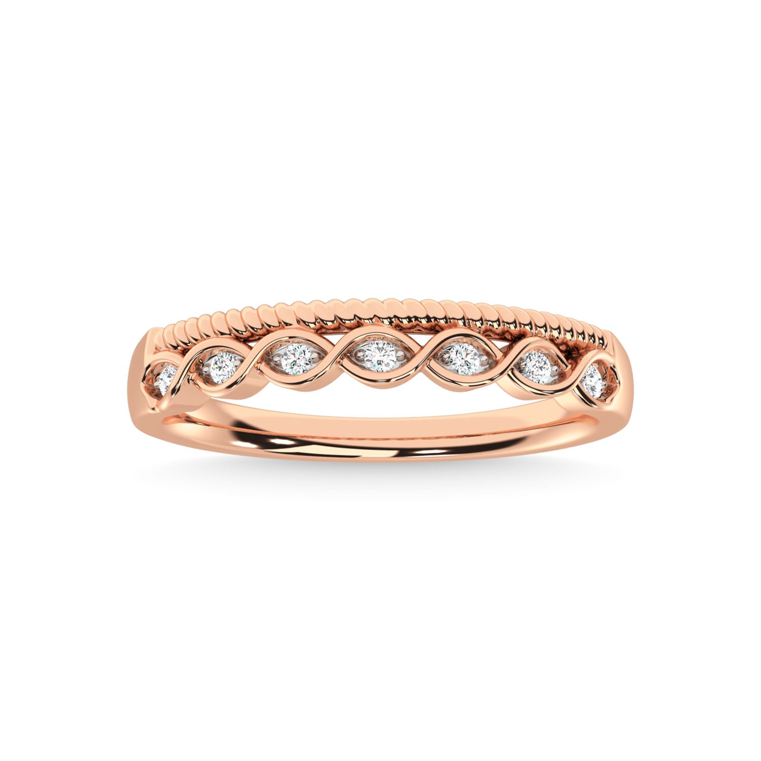 14K Rose Gold Diamond 1/20 Ct.Tw. Stackable Band