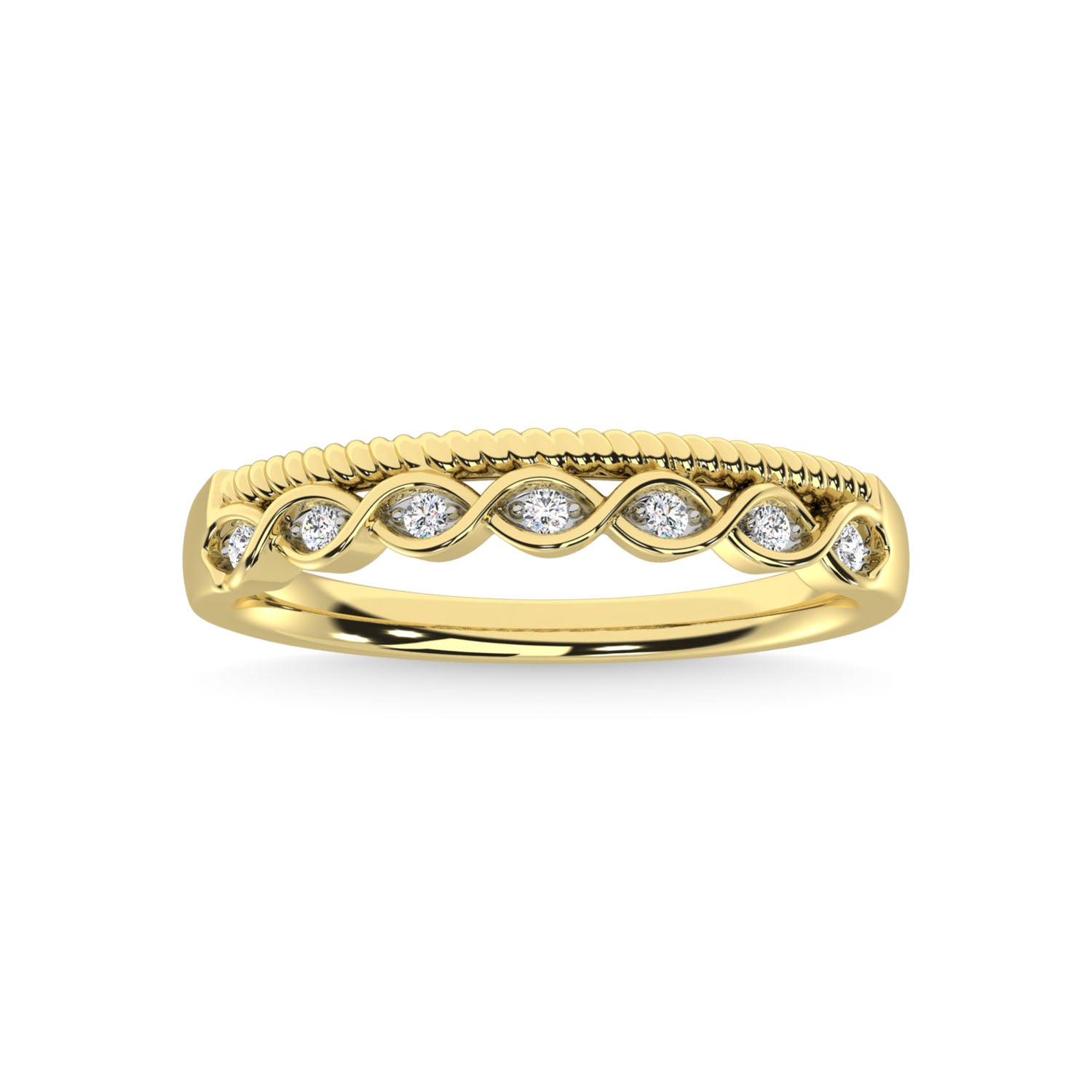 14K Yellow Gold Diamond 1/20 Ct.Tw. Stackable Band