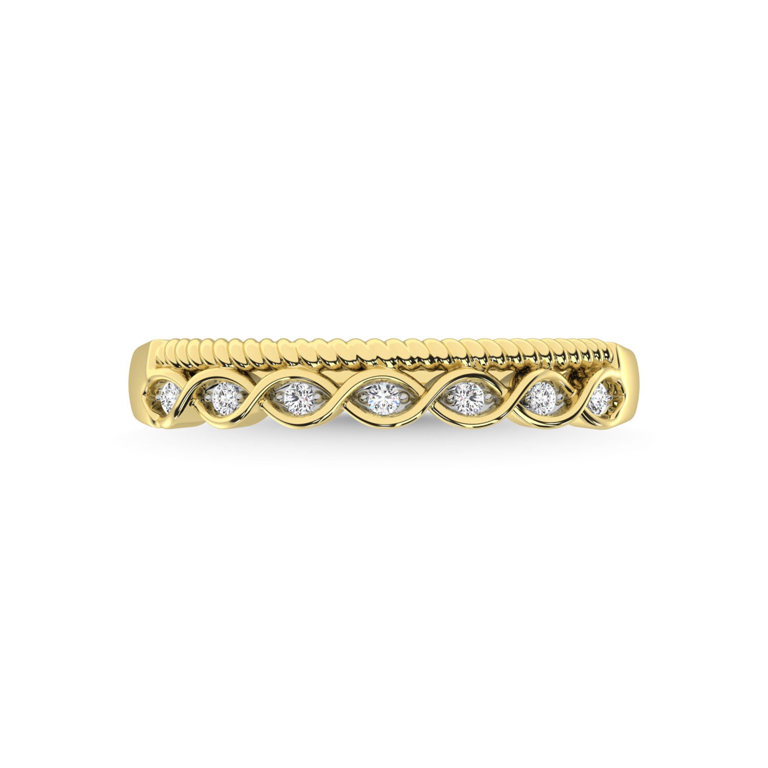 14K Yellow Gold Diamond 1/20 Ct.Tw. Stackable Band