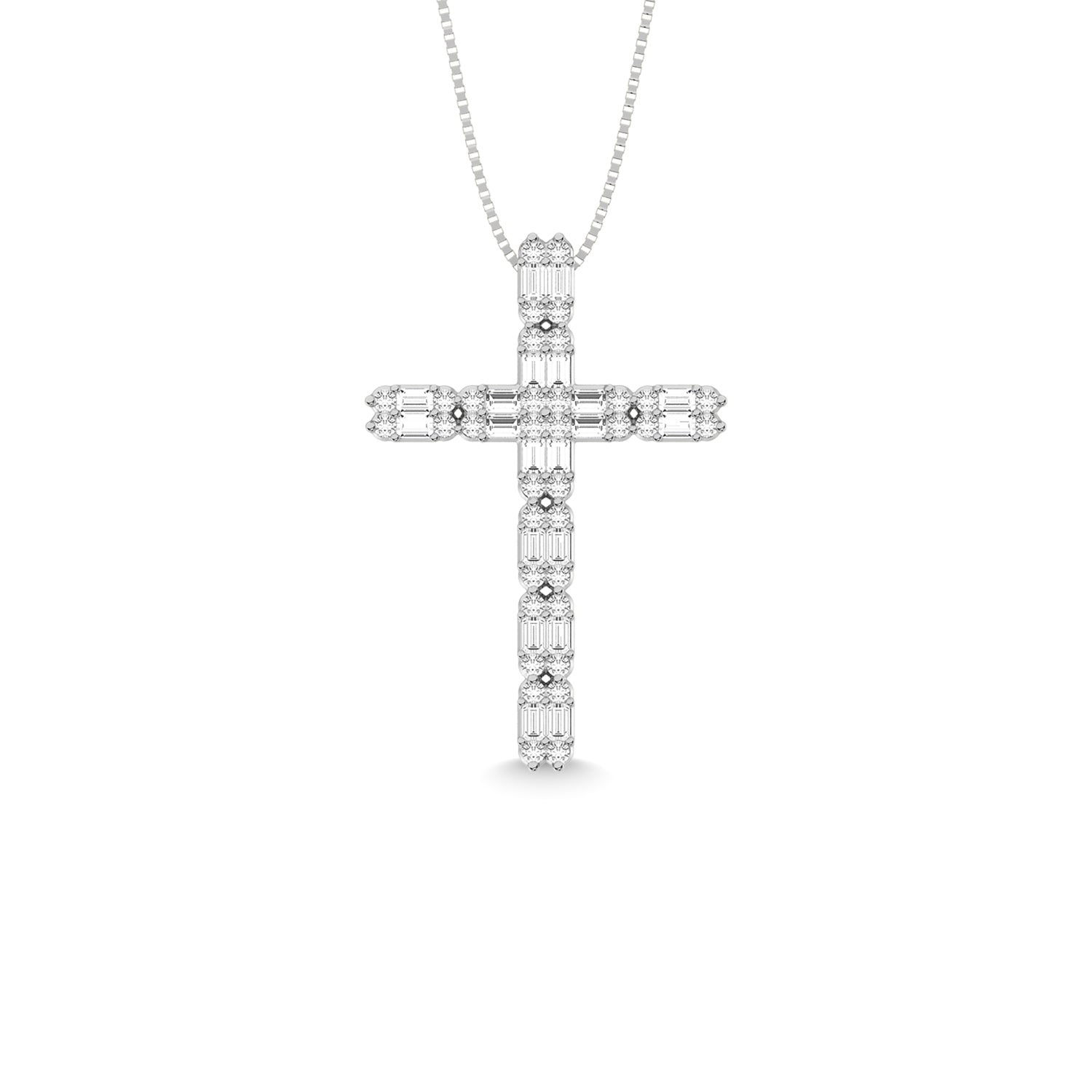 14K White Gold Diamond 1/2 Ct.Tw. Cross Pendant