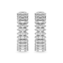 14K White Gold Diamond 3/4 Ct.Tw. Hoop Earrings - thediamondsq