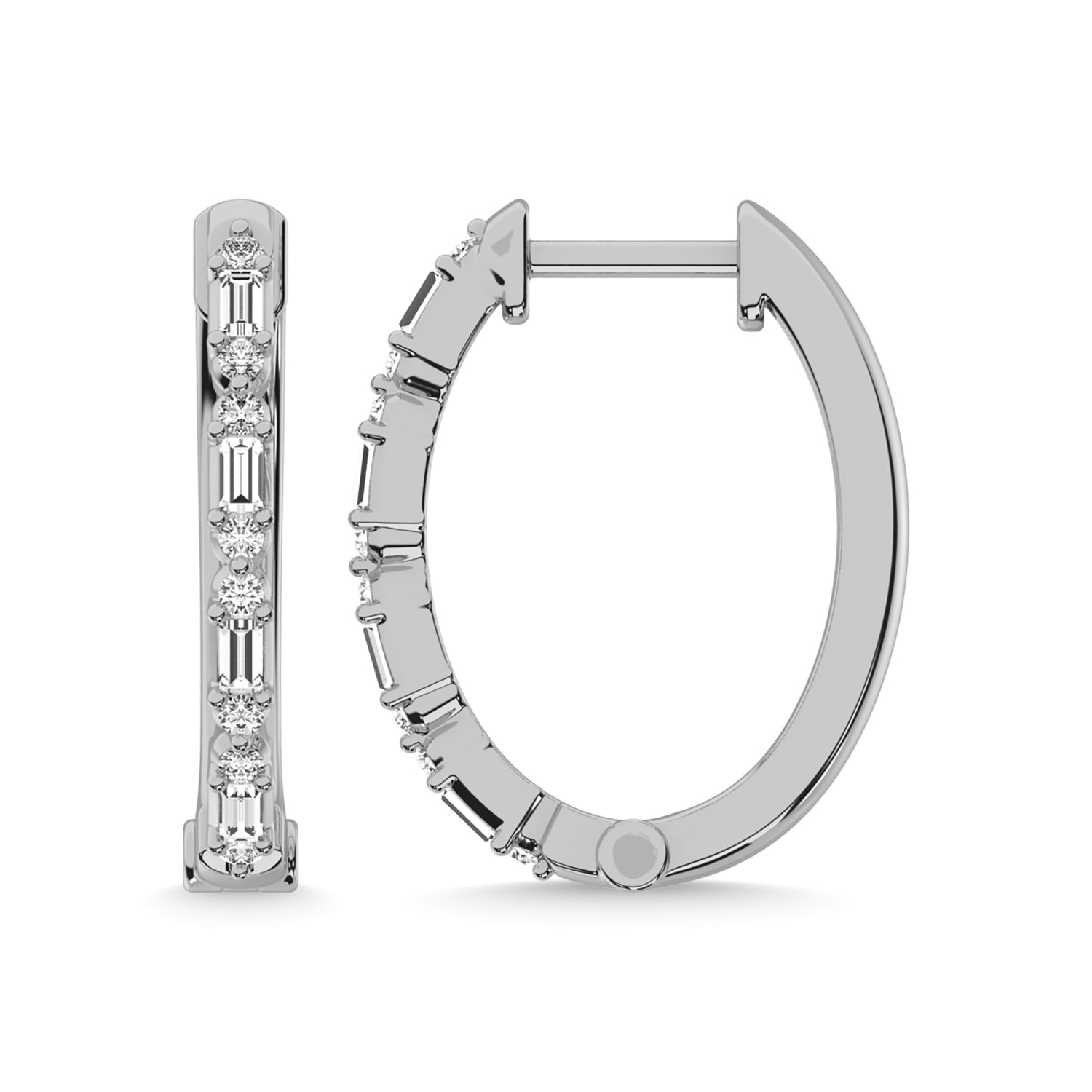 14K White Gold Diamond 1/4 Ct.Tw. Hoop Earrings - thediamondsq