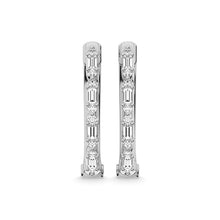 14K White Gold Diamond 1/4 Ct.Tw. Hoop Earrings - thediamondsq
