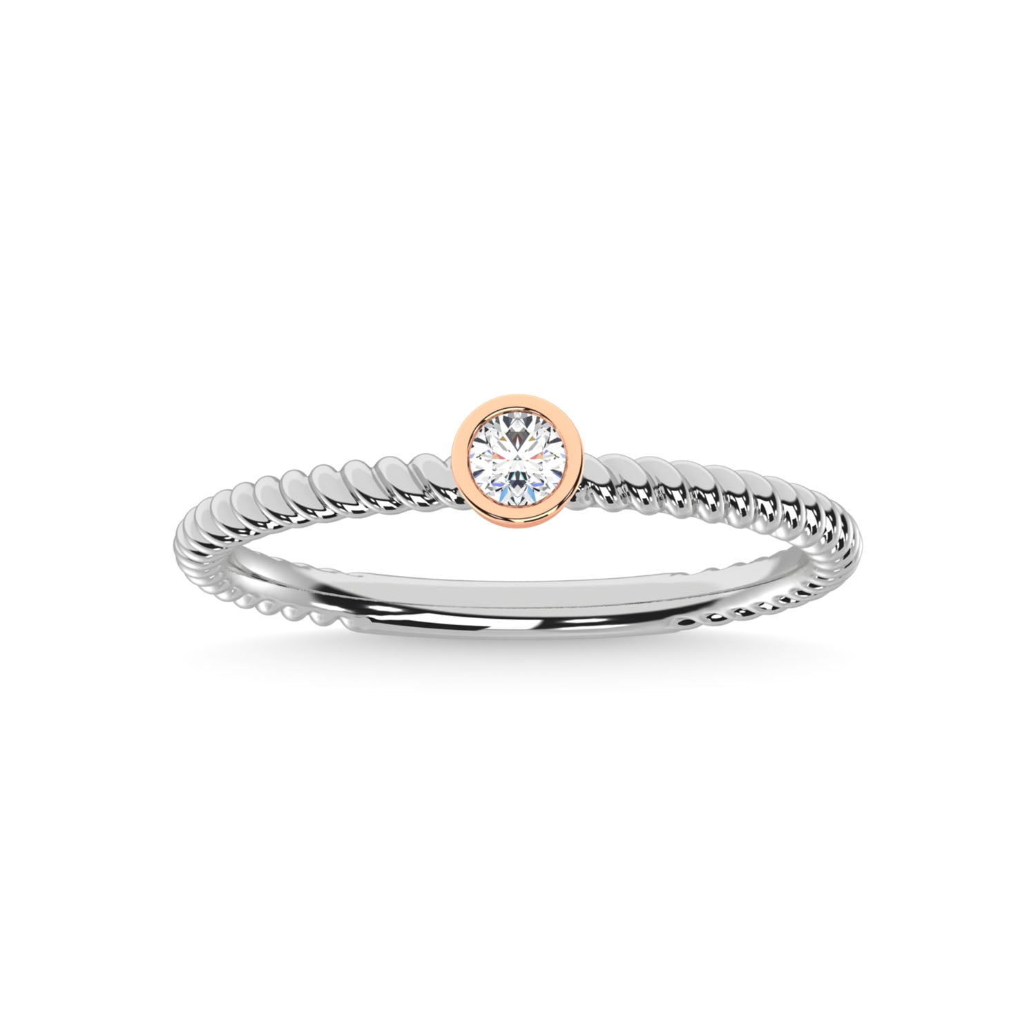 14K Two Tone Diamond 1/10 Ct.Tw. Anniversary Ring