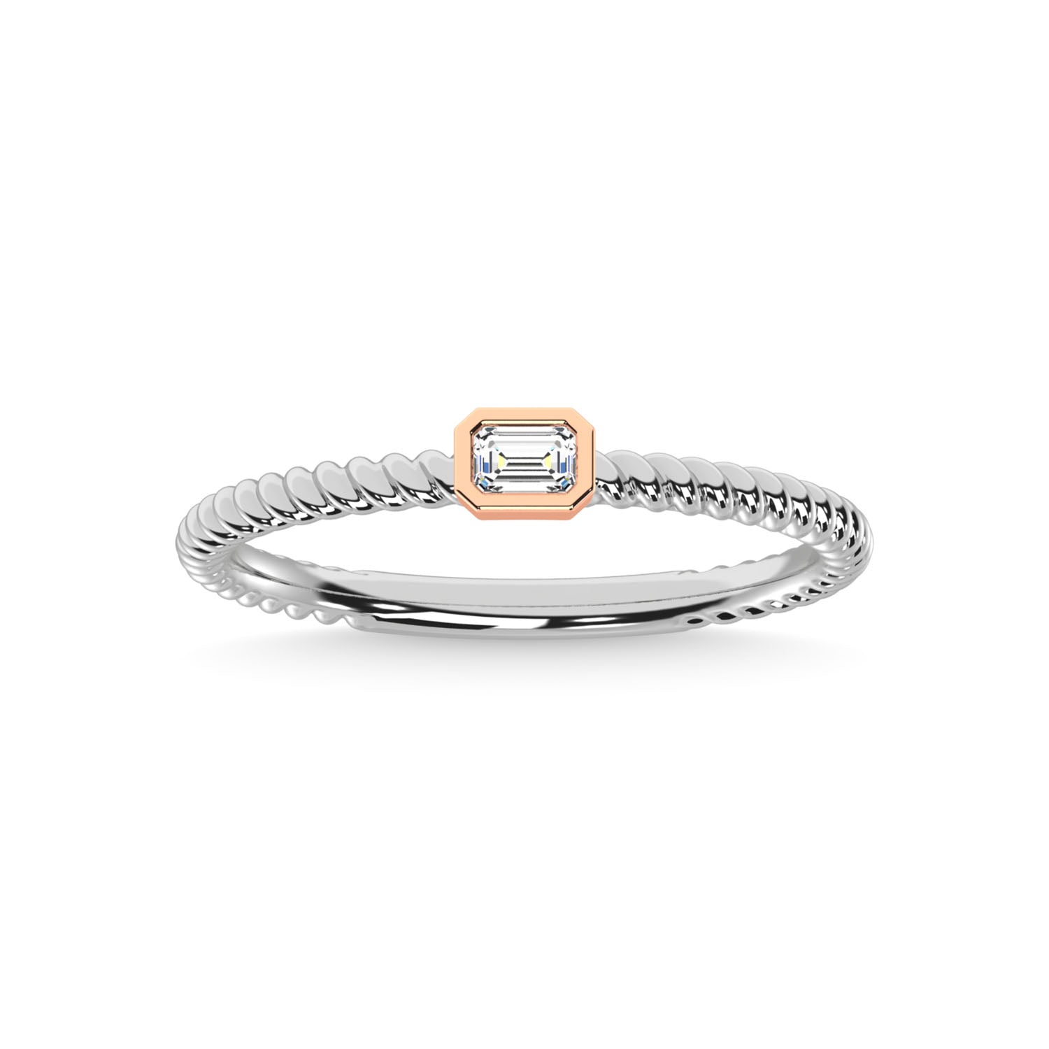 14K Two Tone Diamond 1/8 Ct.Tw. Anniversary Ring - thediamondsq