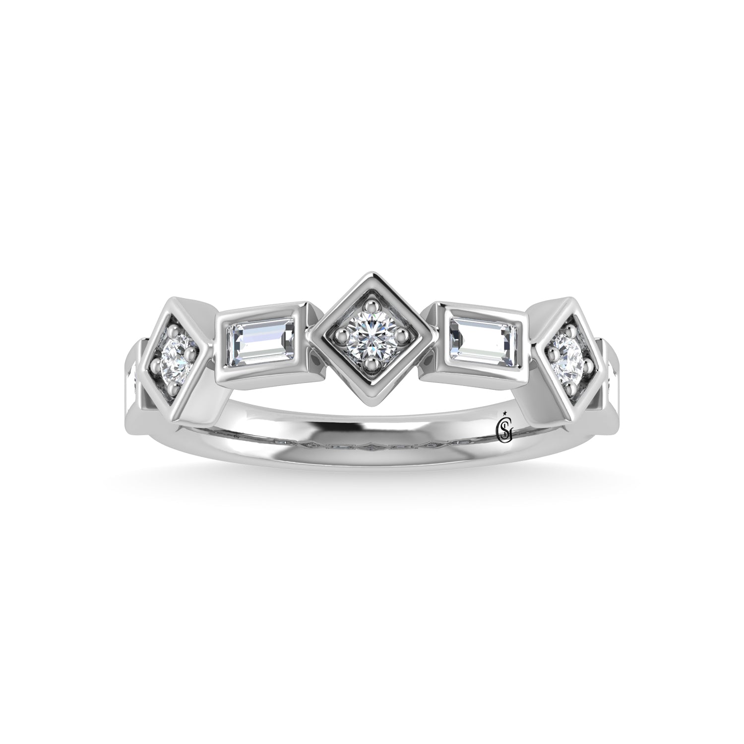 14K White Gold Diamond 1/2 Ct.Tw. Stackable Band