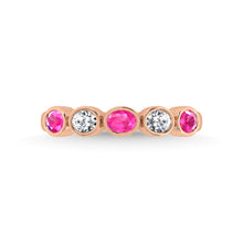 14K Rose Gold Diamond and Pink Sapphire 1 Ct.Tw. Stackable Band