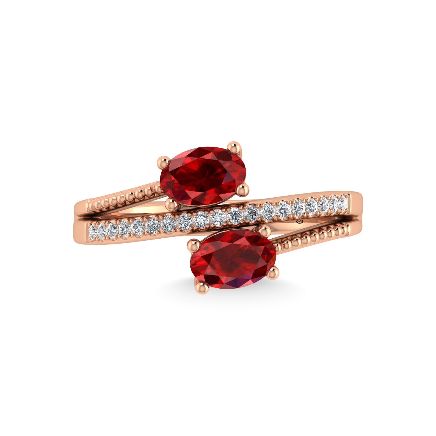 14K Rose Gold Diamond and Ruby 1 1/3 Ct.Tw. Stackable Band